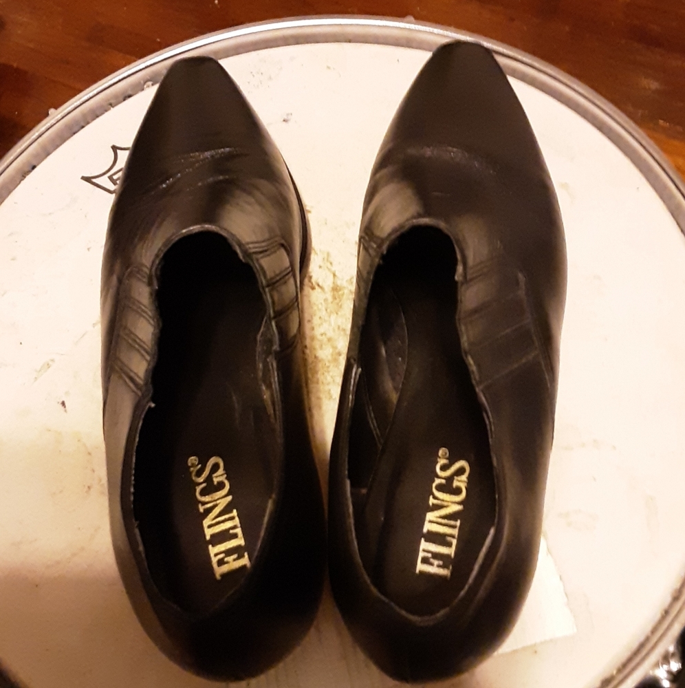 1990's shiny black leather ankle boots - Picture 4 of 5